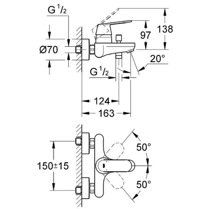 Grohe Eurosmart Cosmopolitan 39806000 Μπαταρία Λουτρού Σώμα