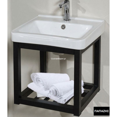 GLORIA Nerina Νιπτήρας 43x35 Με Βάση Inox Μαύρη 38-3603