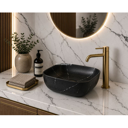 GLORIA 51x39 Firma Marmo Nero Νιπτήρας Επιτραπέζιος Πορσελάνης 58-8483