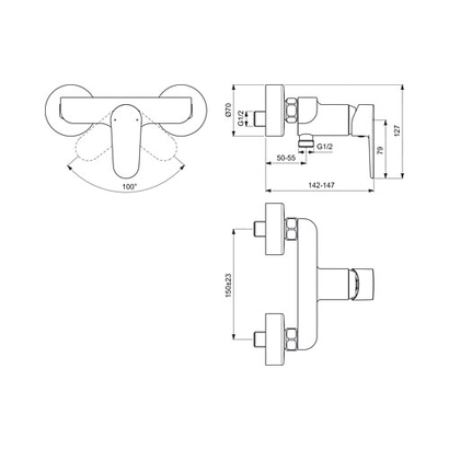 Ideal Standard Cerafine O Nuovo Silk Black Μπαταρία Ντουζιέρας Σώμα BC499XG