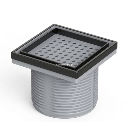 Σχαράκι Δαπέδου Τετράγωνο 15x15 cm Inox Μαύρο Elit TEMA