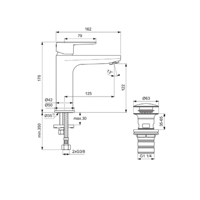 Ideal Standard Cerafine O Nuovo Silver Μπαταρία Νιπτήρα BD131SI