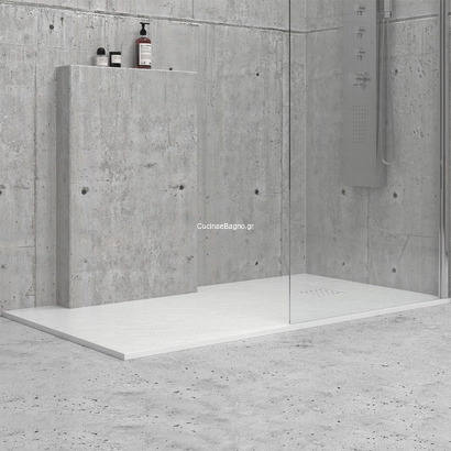 Classic Bianco 80x100 Ντουζιέρα Karag Ορθογώνια Πέτρινη Λευκή