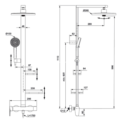Ideal Standard CERAFLOW ALU+ Silk Black Στήλη Ντουζιέρας Με Μπαταρία BD584XG