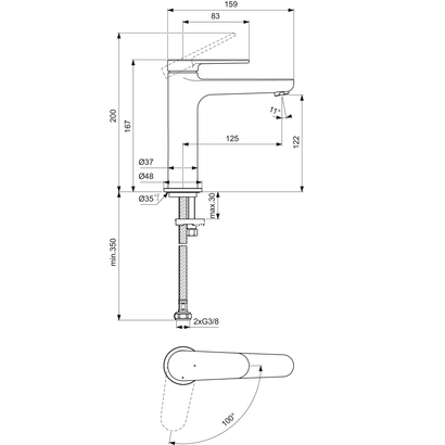 Ideal Standard Cerafine O Nuovo Μπαταρία Νιπτήρα BD770AA