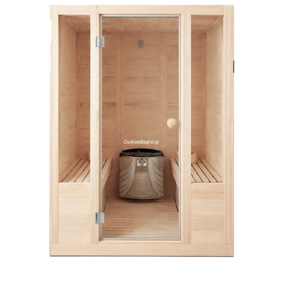 Sauna Basic 140x140x205 Σάουνα 4 Ατόμων Από Μασίφ Ξύλο Ελάτης