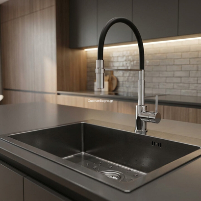 Sanitec 6050B Vision Nano Black 60x50 1V Νεροχύτης Ανοξείδωτος