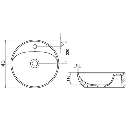 TOLEDOMIX Φ40 Νιπτήρας Επιτραπέζιος Λευκό Γυαλιστερό
