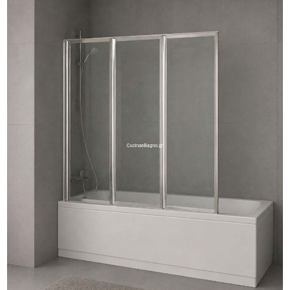 Crown 7100 SC 130cm Πτυσσόμενο Κρύσταλλο Μπανιέρας 3φυλλο ΔΙΑΦΑΝΟ