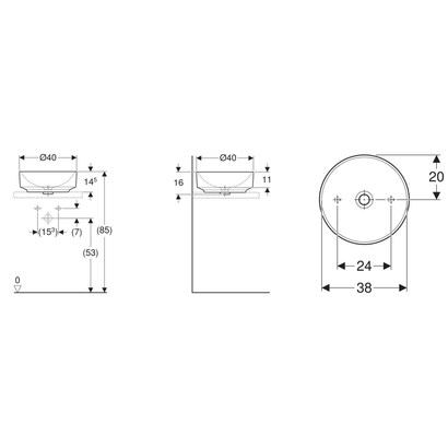 Geberit Variform Φ40 Νιπτήρας Επιτραπέζιος