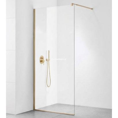 Crown Walk-In Gold Matt 70x195 cm Σταθερό Κρύσταλλο Ντουζιέρας Διάφανο - Χρυσό Προφίλ