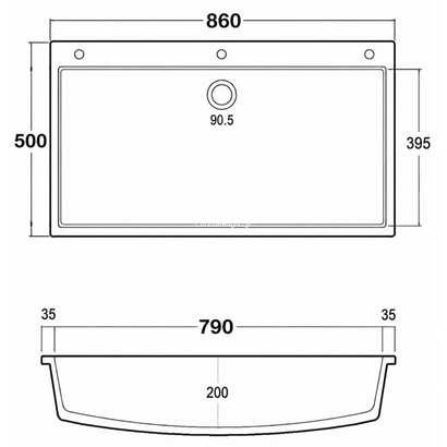 Sanitec 345 Νεροχύτης Γρανίτης 86x50