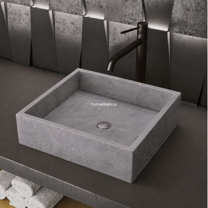 Sanitec Rustic 203 Lithos 40x40 Νιπτήρας Επιτραπέζιος Τεχνογρανίτης