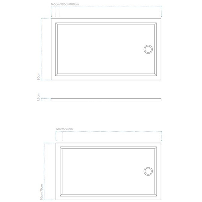 Sanitec A-203 Flat Classic 80x100 Χυτή Ντουζιέρα