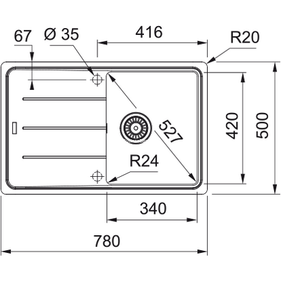 Franke Basis BFG 611-78 Slate Grey Νεροχύτης 78x50 114.0719.541