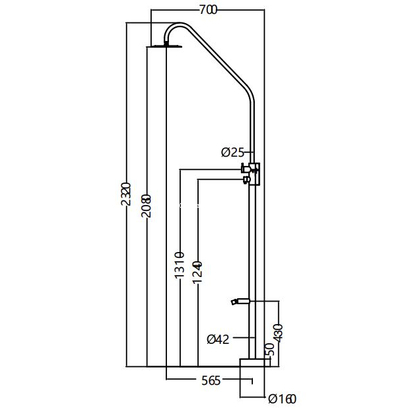 Στήλη Ντους Εξωτερικού Χώρου Inox IMEX DAKOTA GPD003/AC