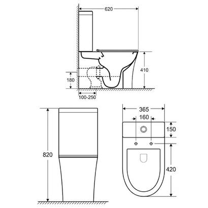 Tonic Rimless BTW 62cm Λεκάνη Με Καζανάκι TEMA