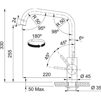 Franke Eos Neo U Standard Inox Μπαταρία Κουζίνας 115.0529.202