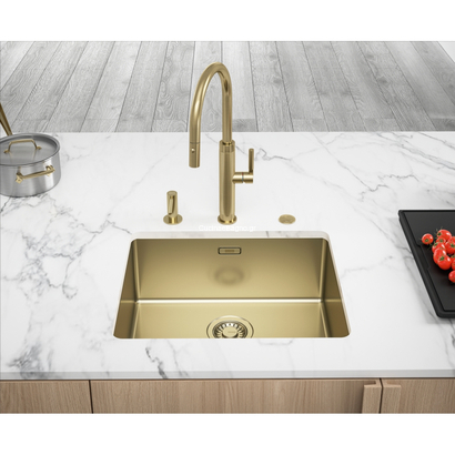 Franke Mythos Masterpiece Spray Inox Gold Μπαταρία Κουζίνας Ντους 115.0711.558