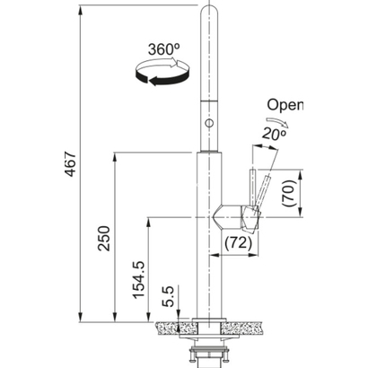 Franke Pescara Spray Inox Industrial Black Μπαταρία Κουζίνας Ντους 115.0741.695