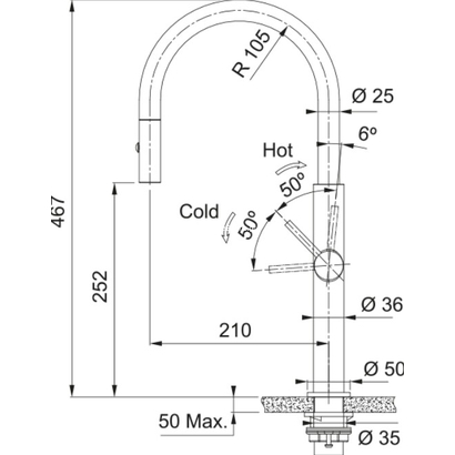 Franke Pescara Spray Inox Gold Μπαταρία Κουζίνας Ντους 115.0741.697