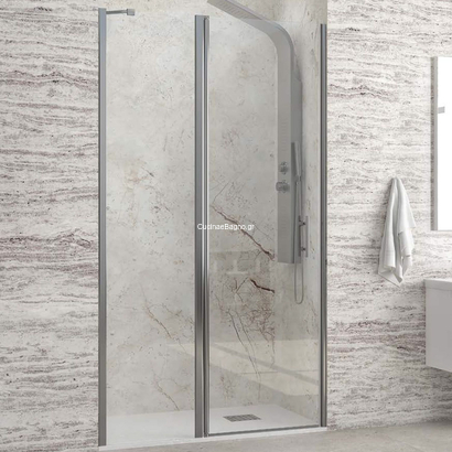 Karag Panex 400 Alto Χρωμέ 80-85x200 Cm Πόρτα Ντουζιέρας Ανοιγόμενη ΔΙΑΦΑΝΗ