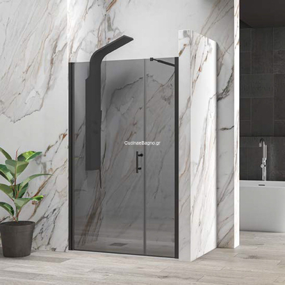 Karag S-5 Alto Nero 152-157x200 Cm Πόρτα Ντουζιέρας Ανοιγόμενη FUME