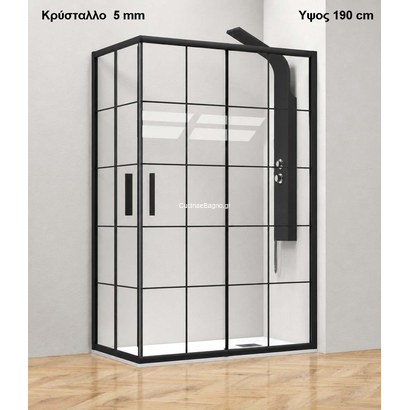 Karag EFE 100 Frame  90x100x190 Cm Καμπίνα Ντουζιέρας Παραλληλόγραμμη Προφίλ Μαύρο