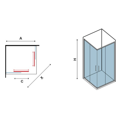 Karag EFE 100 Frame 100x100x190 Cm Καμπίνα Ντουζιέρας Τετράγωνη Προφίλ Μαύρο