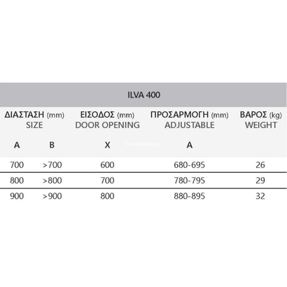 Karag 70x200 Cm Χρωμέ Κρύσταλλο Συρόμενο ILVA 400