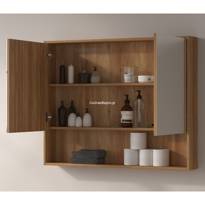 Karag Nordic 100x80 Acacia Καθρέπτης Μπάνιου Με Ντουλάπι